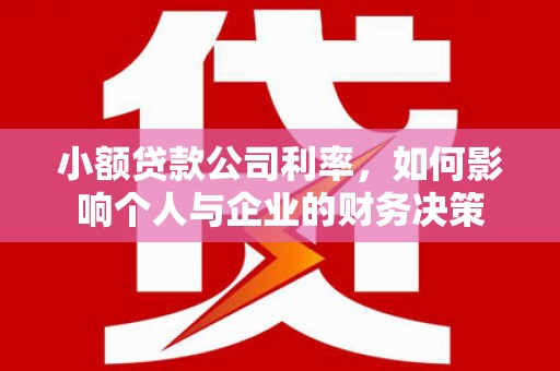 韩城小额贷款公司利率，如何影响个人与企业的财务决策