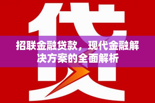 韩城招联金融贷款，现代金融解决方案的全面解析
